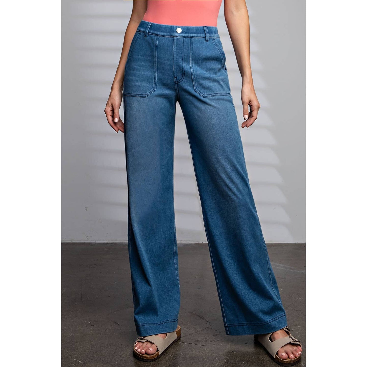 Rae Mode Cotton Stretch Wide Leg Lt Denim - P6278LT - Mercantile213