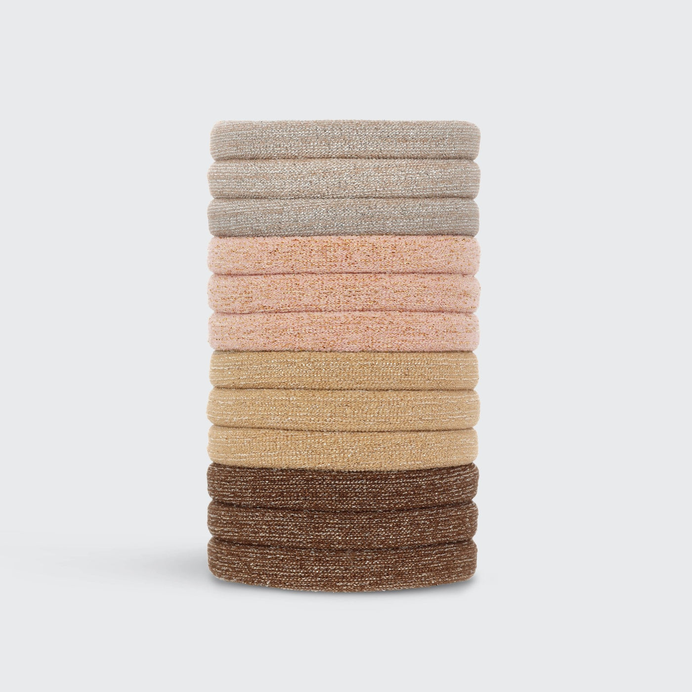 Recycled Nylon Glitter Medium Elastics 12pc - Neutral - Mercantile213