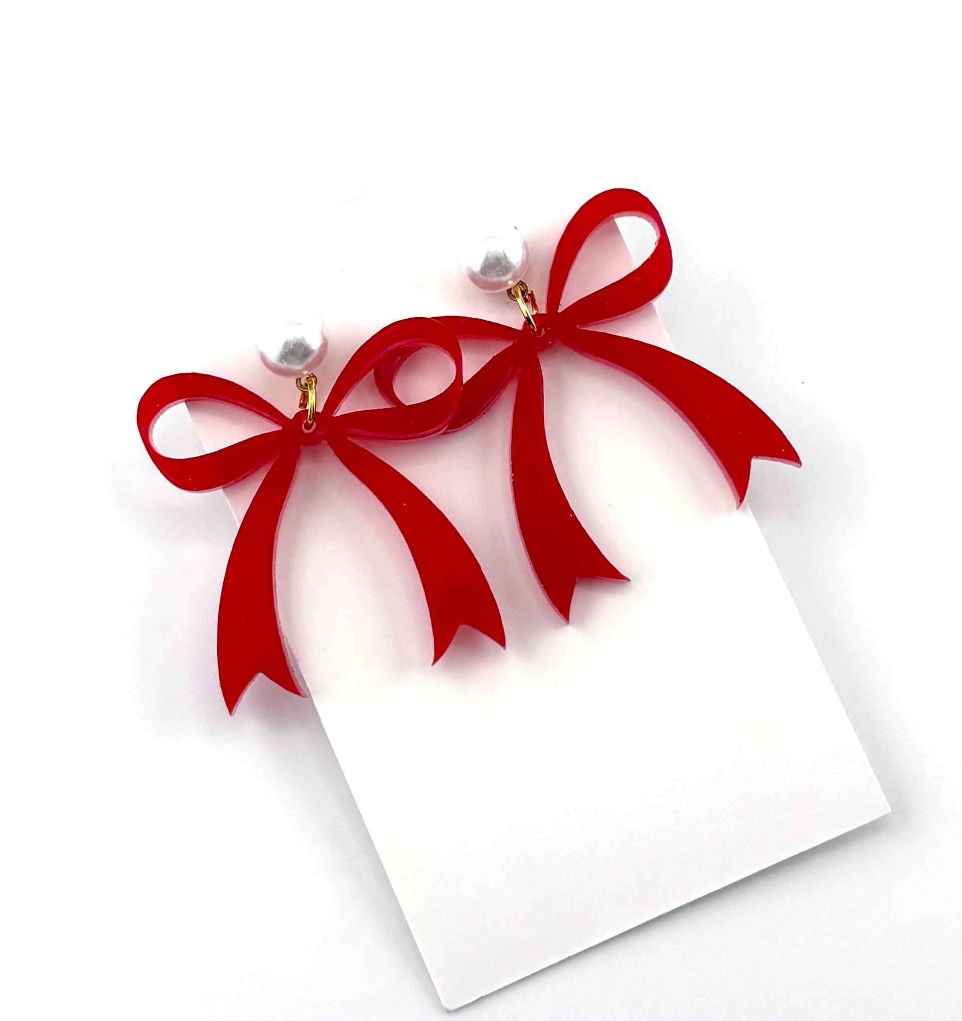 Red Bow Earrings - Mercantile213