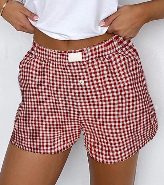 Red Plaid Gingham Shorts - Mercantile213