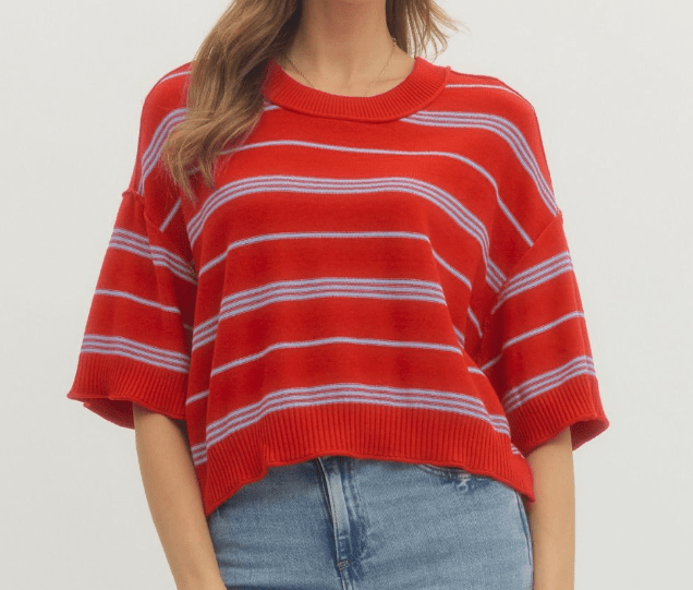 Red Stripe Knit Top - Mercantile213