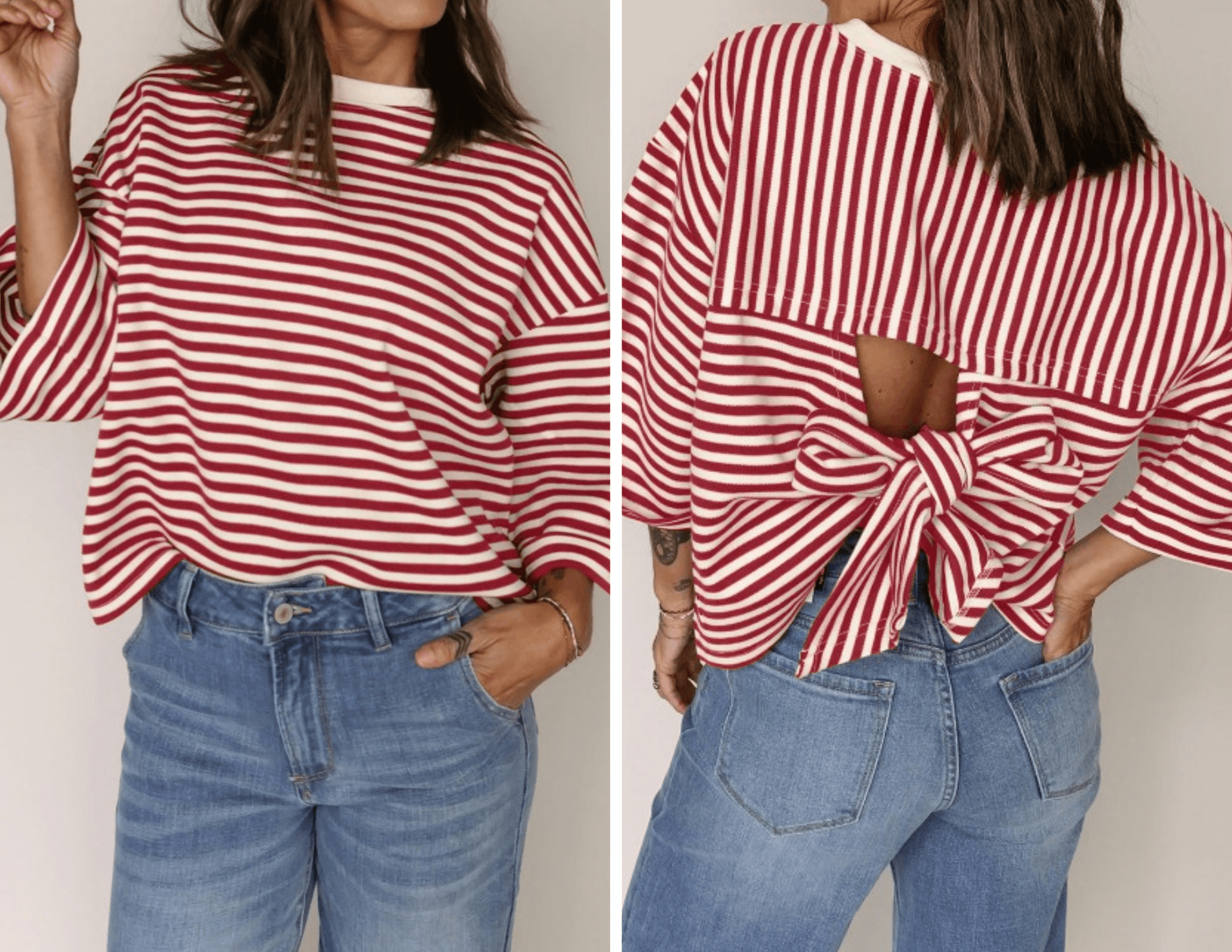 Red Stripe Tie Back Top - Mercantile213