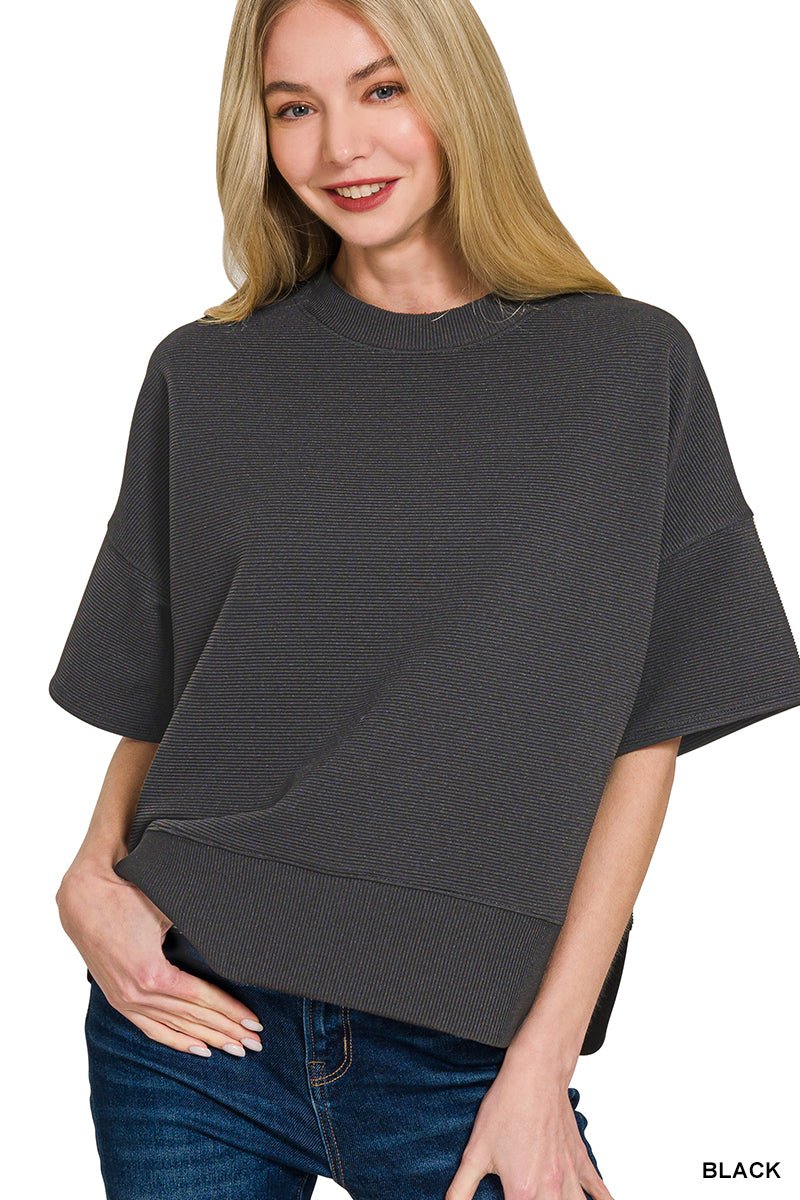 Ribbed Relax Top - Black - Mercantile213