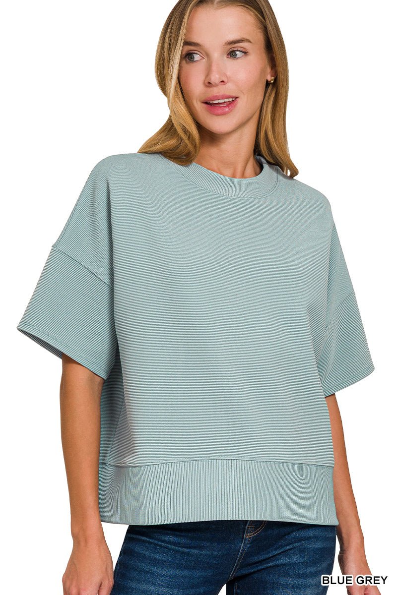 Ribbed Relax Top - Blue Grey - Mercantile213