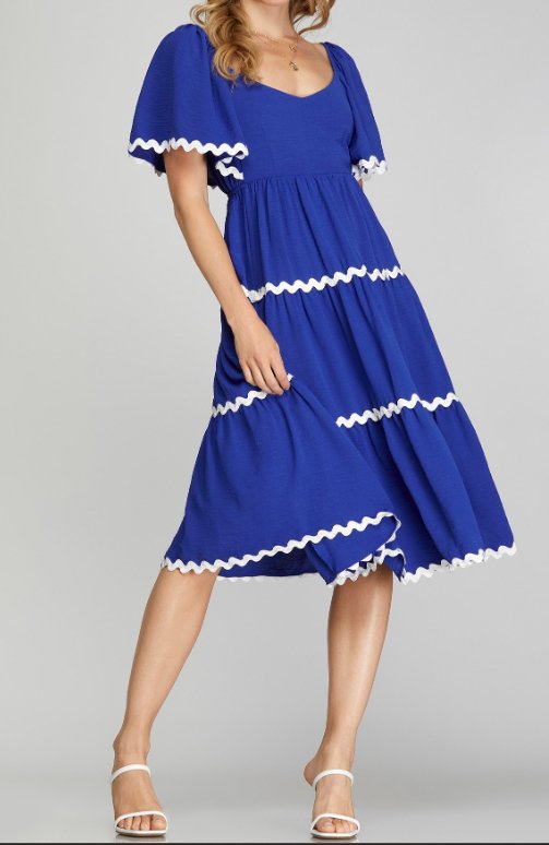 Ric Rac Dress- Royal Blue - Mercantile213