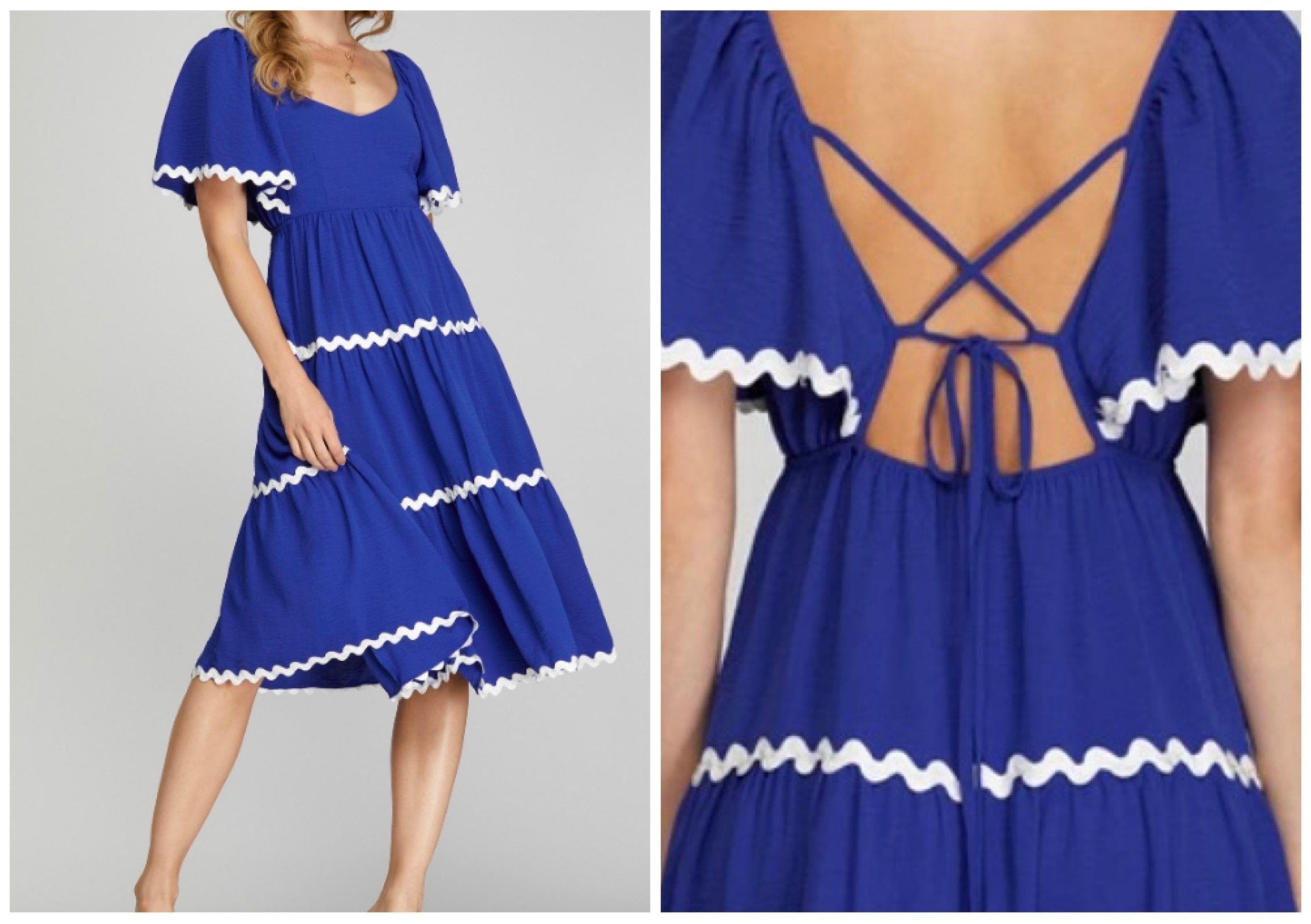 Ric Rac Dress - Royal Blue - Mercantile213