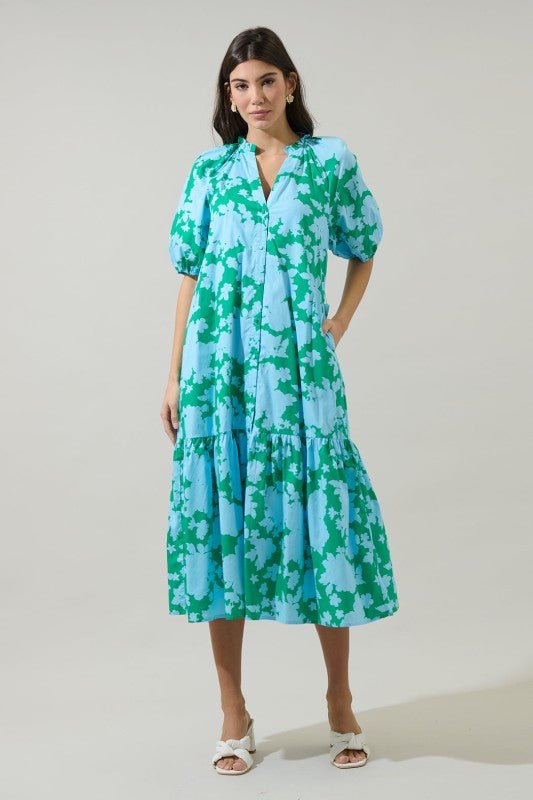Riona Floral Midi Dress - Mercantile213