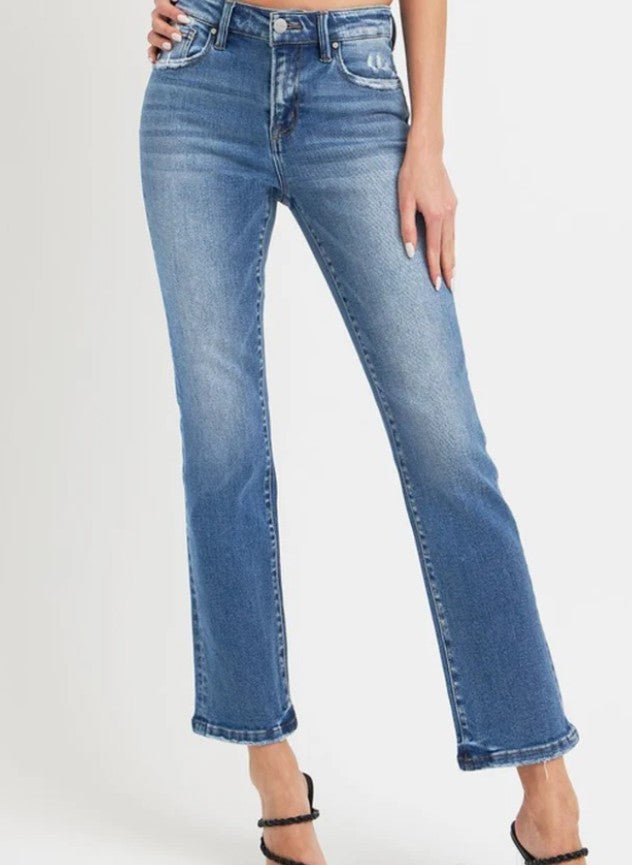 Risen Mid Rise Ankle Straight Jeans - Dark RDP5302RT - Mercantile213
