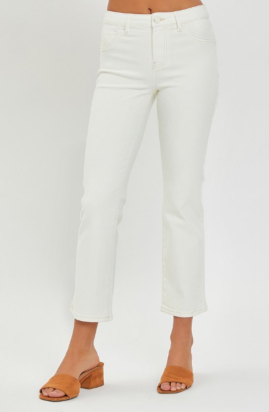 Risen Mid - Rise Crop Straight - Cream RDP5648 - Mercantile213