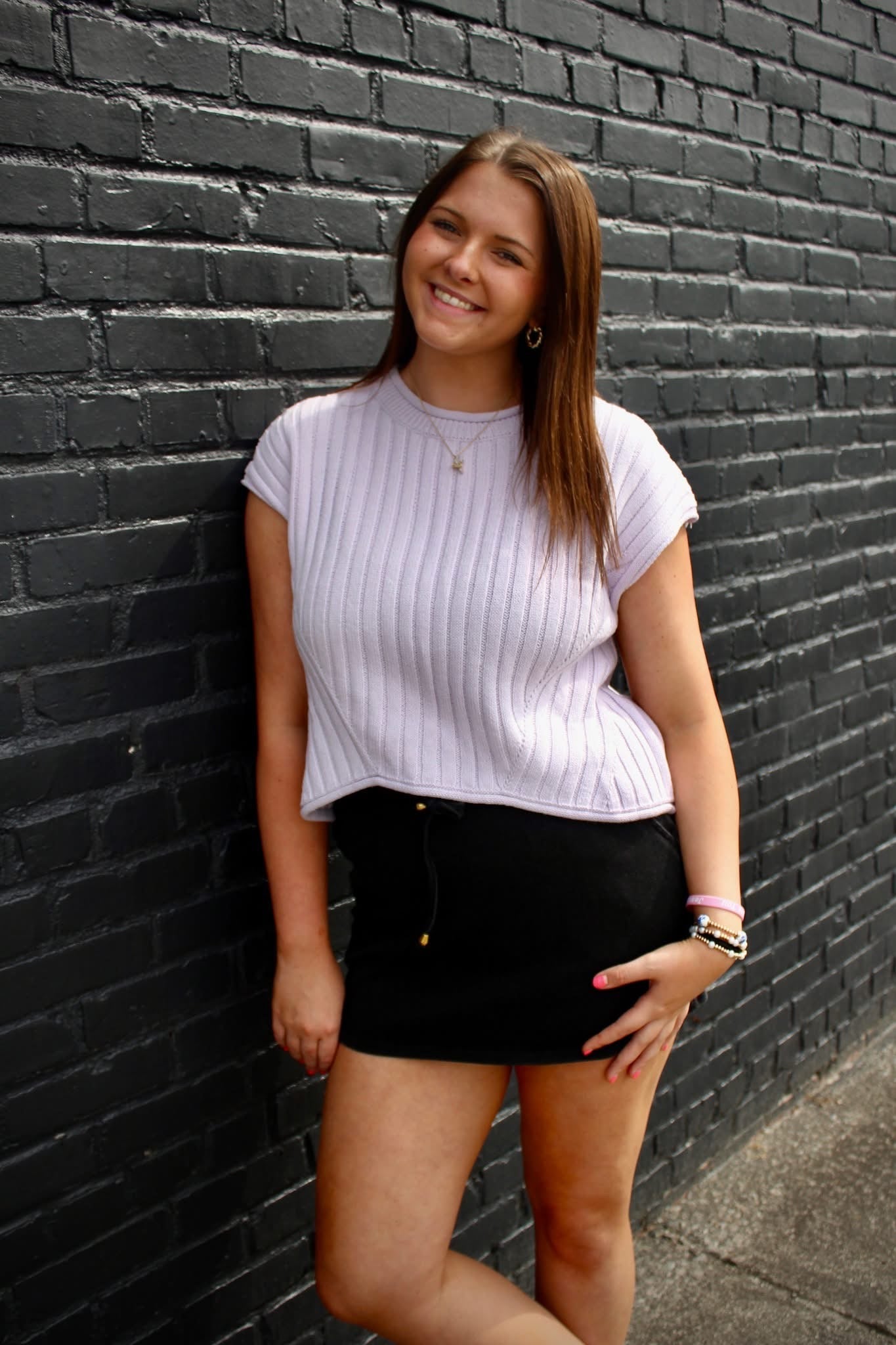 Round Neck SS Sweater - Lavender - Mercantile213