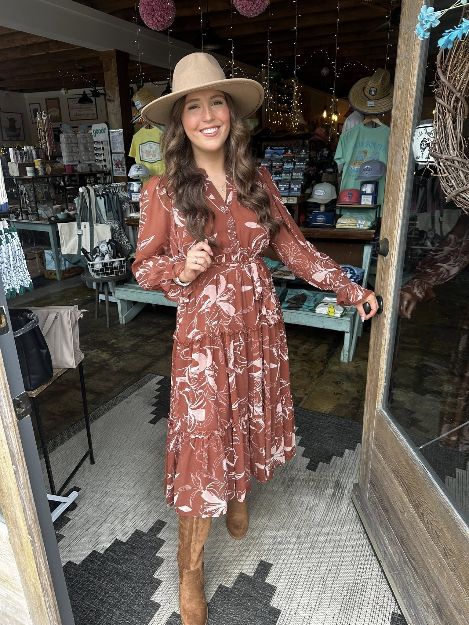 Rust Floral Tiered Maxi - Mercantile213