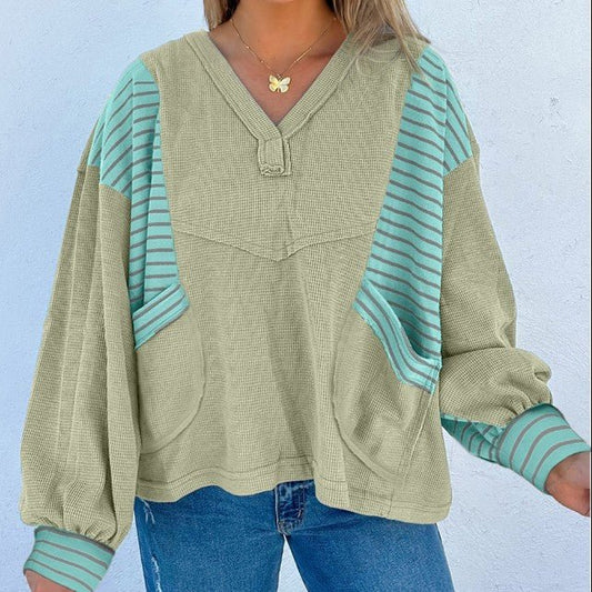 Sage Boho Waffle Knit Pullover - Mercantile213