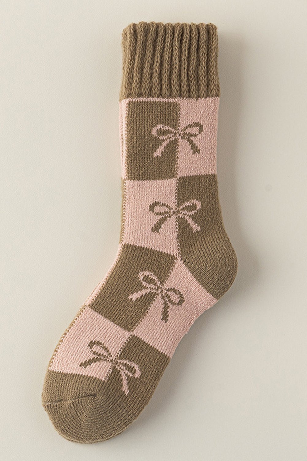 Sage/Pink Checkered BowKnot Socks - Mercantile213