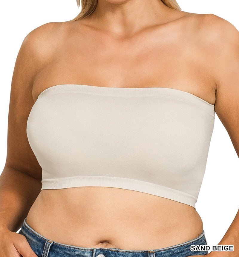 Sand Beige Seamless 8 Inch Bandeau - Mercantile213