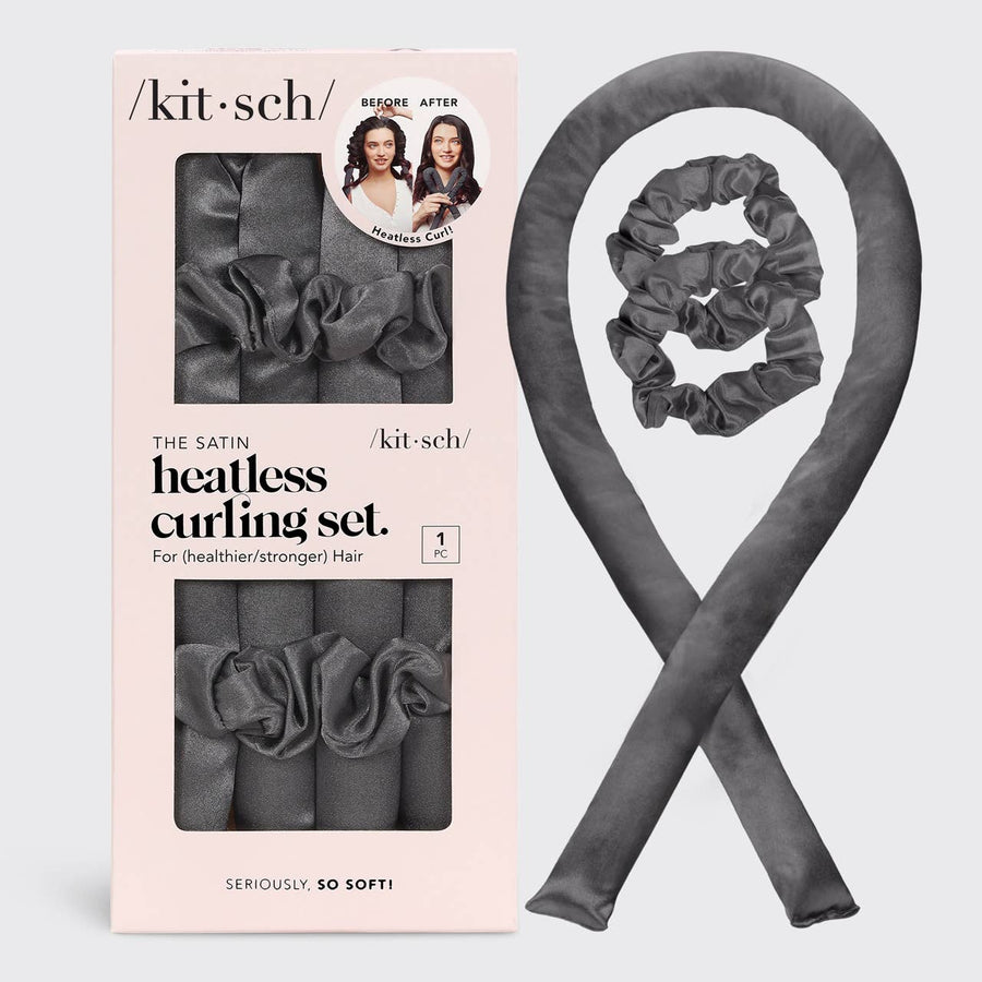 Satin Heatless Curling Set - Charcoal - Mercantile213