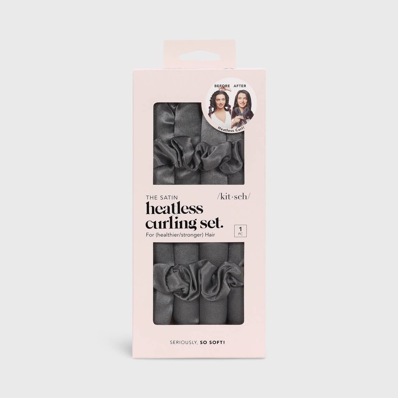 Satin Heatless Curling Set - Charcoal - Mercantile213