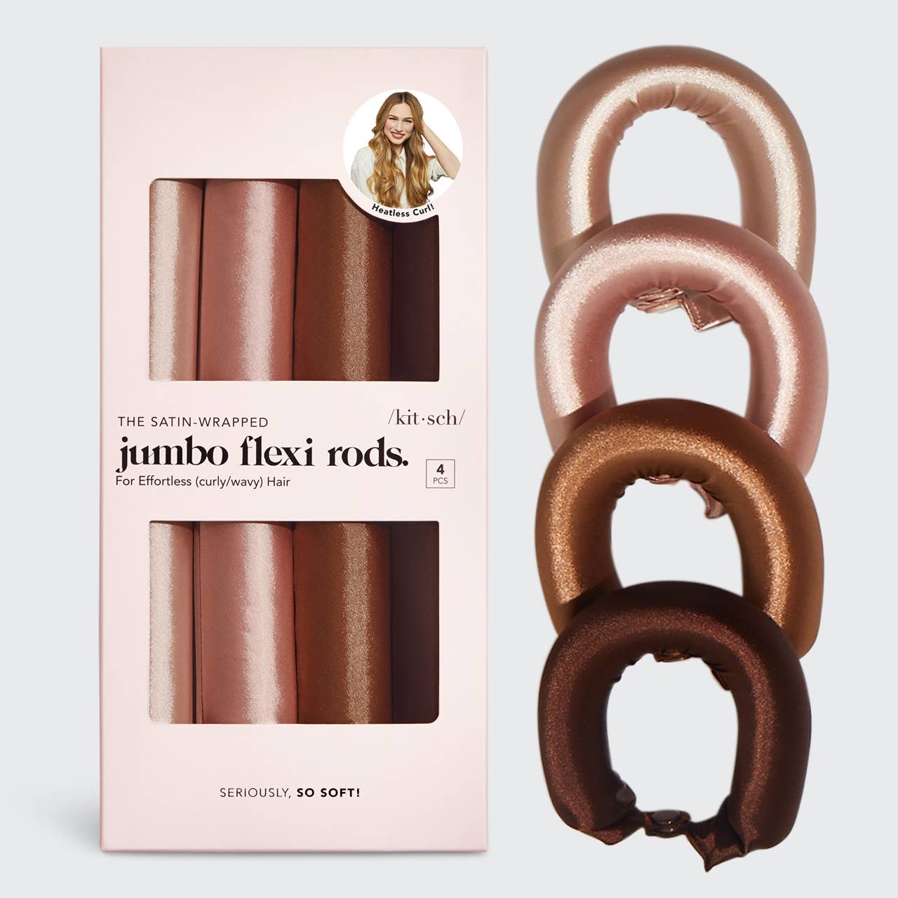 Satin Jumbo Flexi Rods 4pc Set - Rosewood - Mercantile213