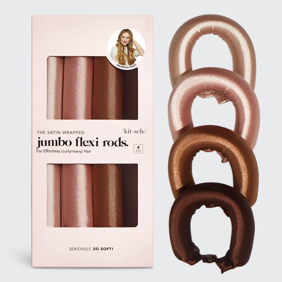 Satin Jumbo Flexi Rods 4pc Set - Rosewood - Mercantile213