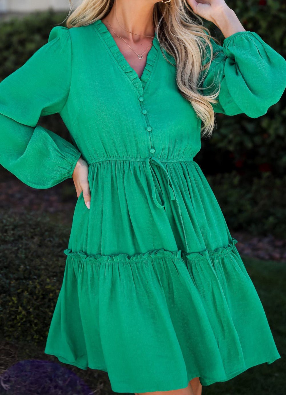 Sea Green Cinched Waist Dress - Mercantile213