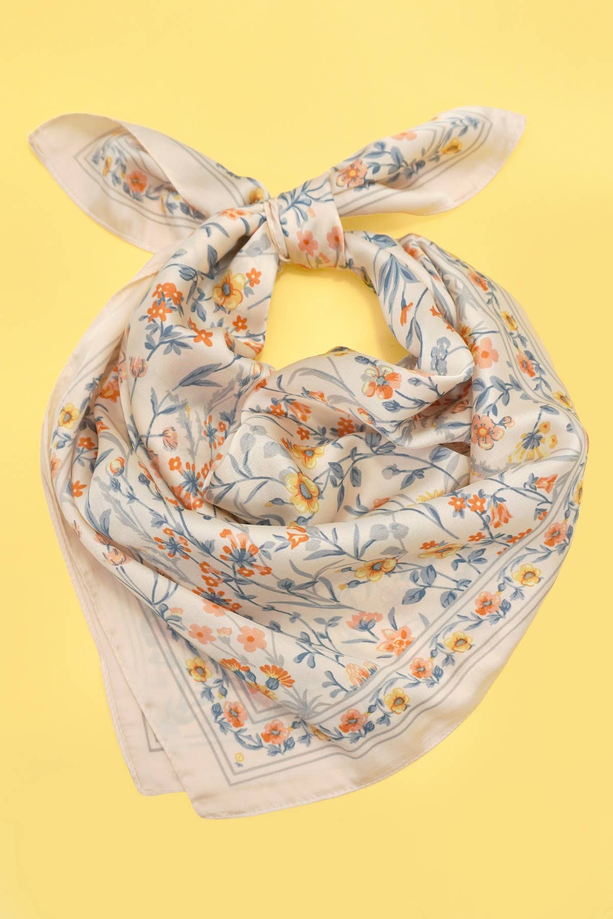 Silk Bandana Scarf- Tan Floral - Mercantile213