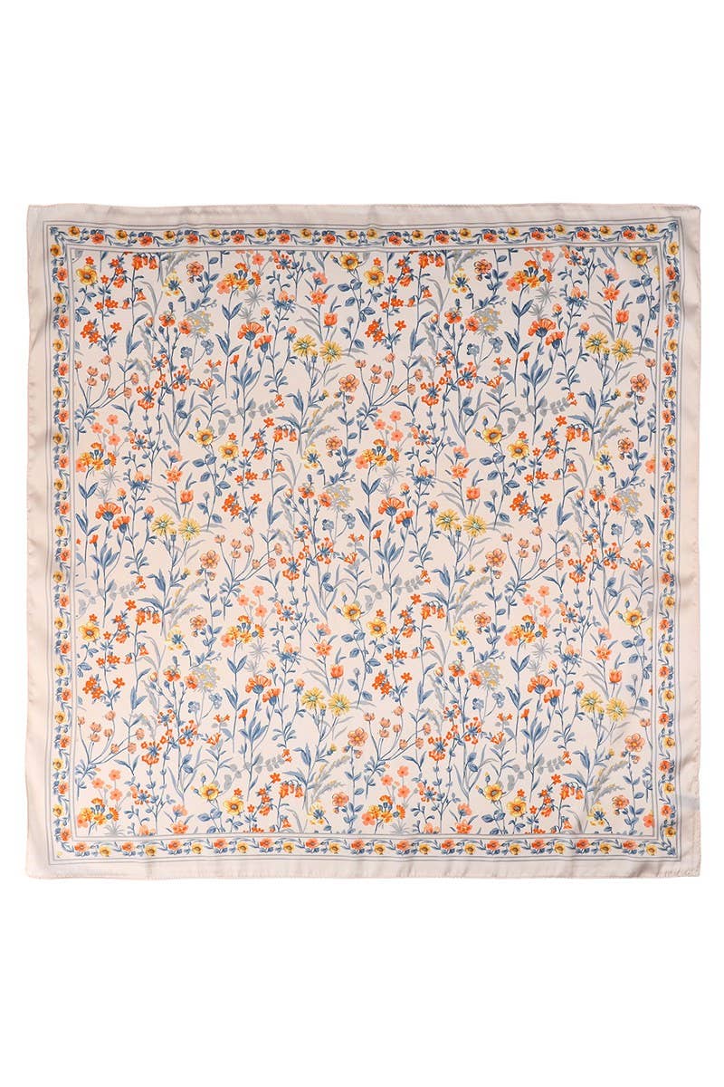 Silk Bandana Scarf- Tan Floral - Mercantile213