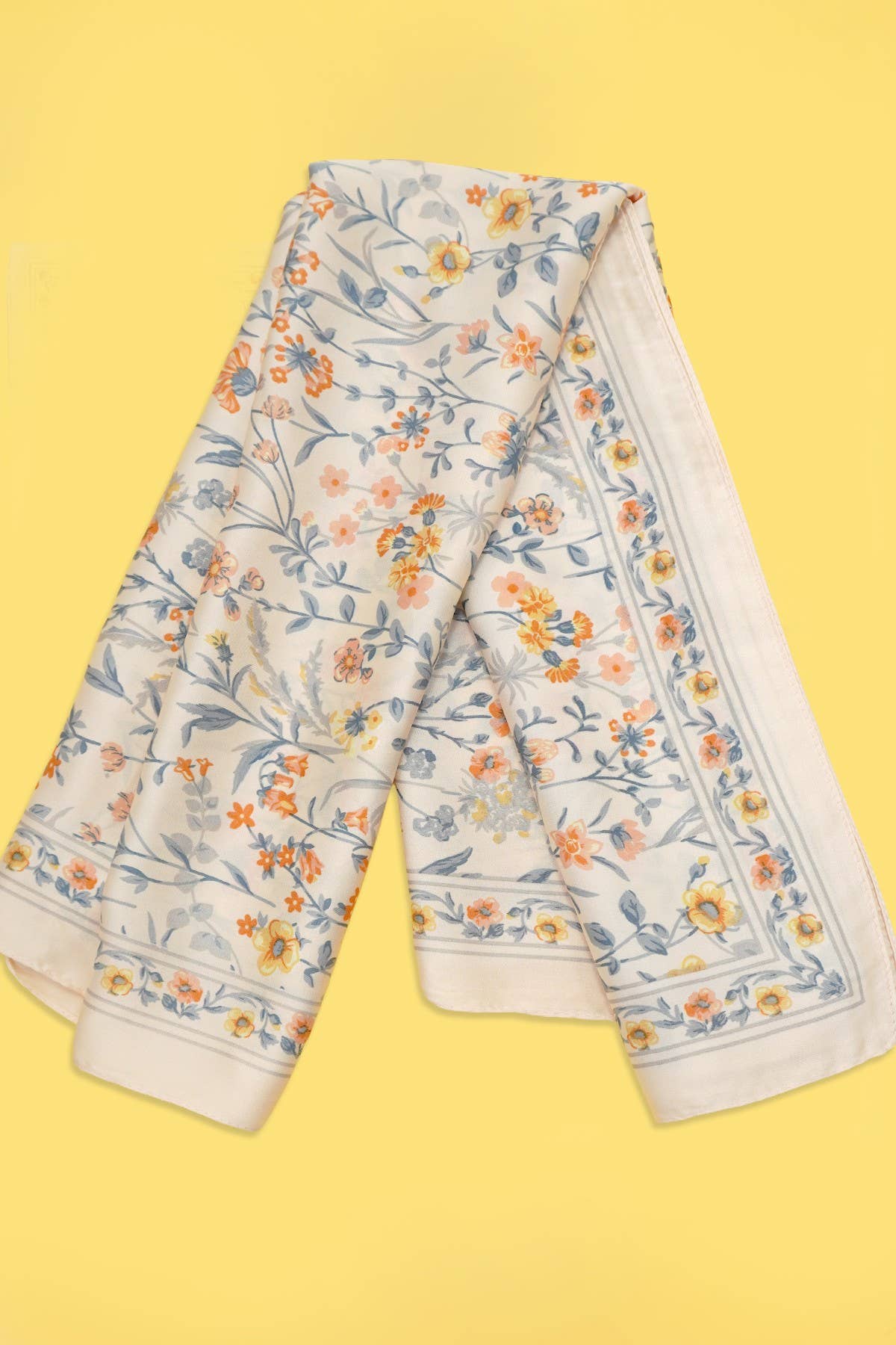 Silk Bandana Scarf- Tan Floral - Mercantile213