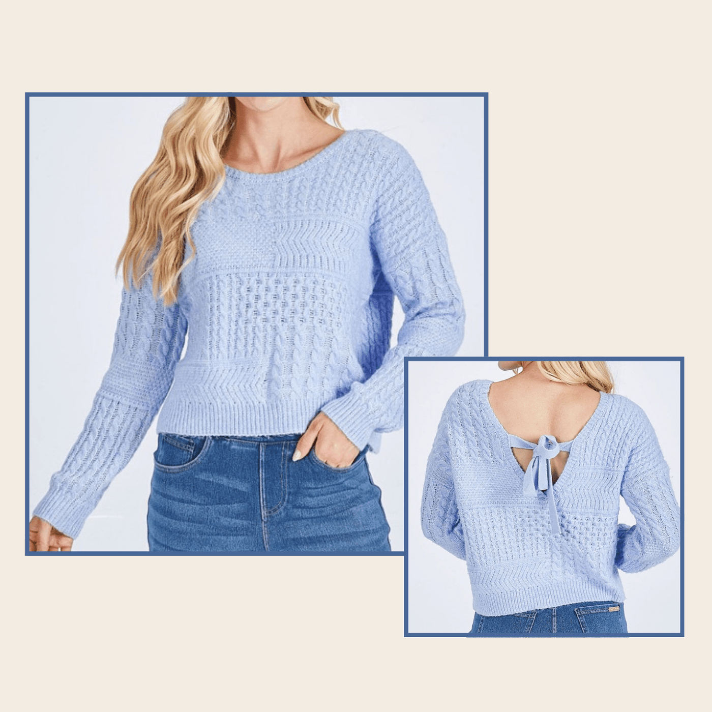 Simply Southern Blue Open Back Sweater - Mercantile213