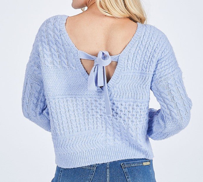 Simply Southern Blue Open Back Sweater - Mercantile213