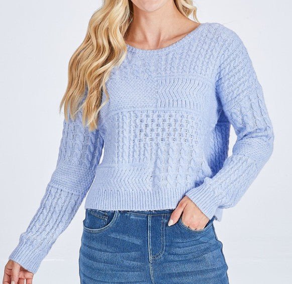 Simply Southern Blue Open Back Sweater - Mercantile213