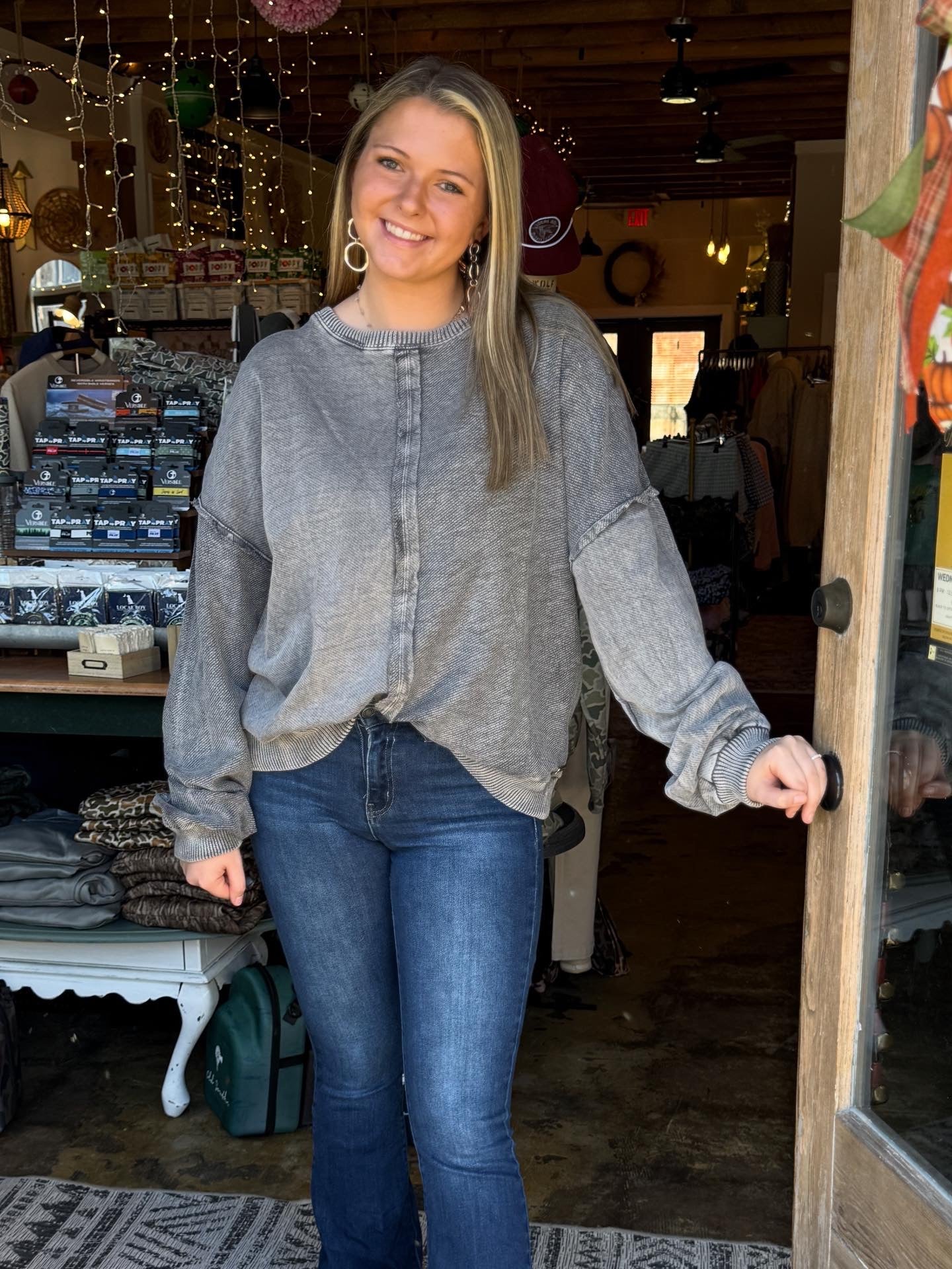 Simply Southern Leona Sweatshirt - Charcoal - Mercantile213