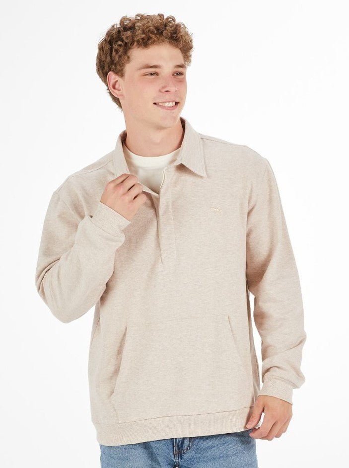 Simply Southern Men's Collared Pullover - Sand - Mercantile213