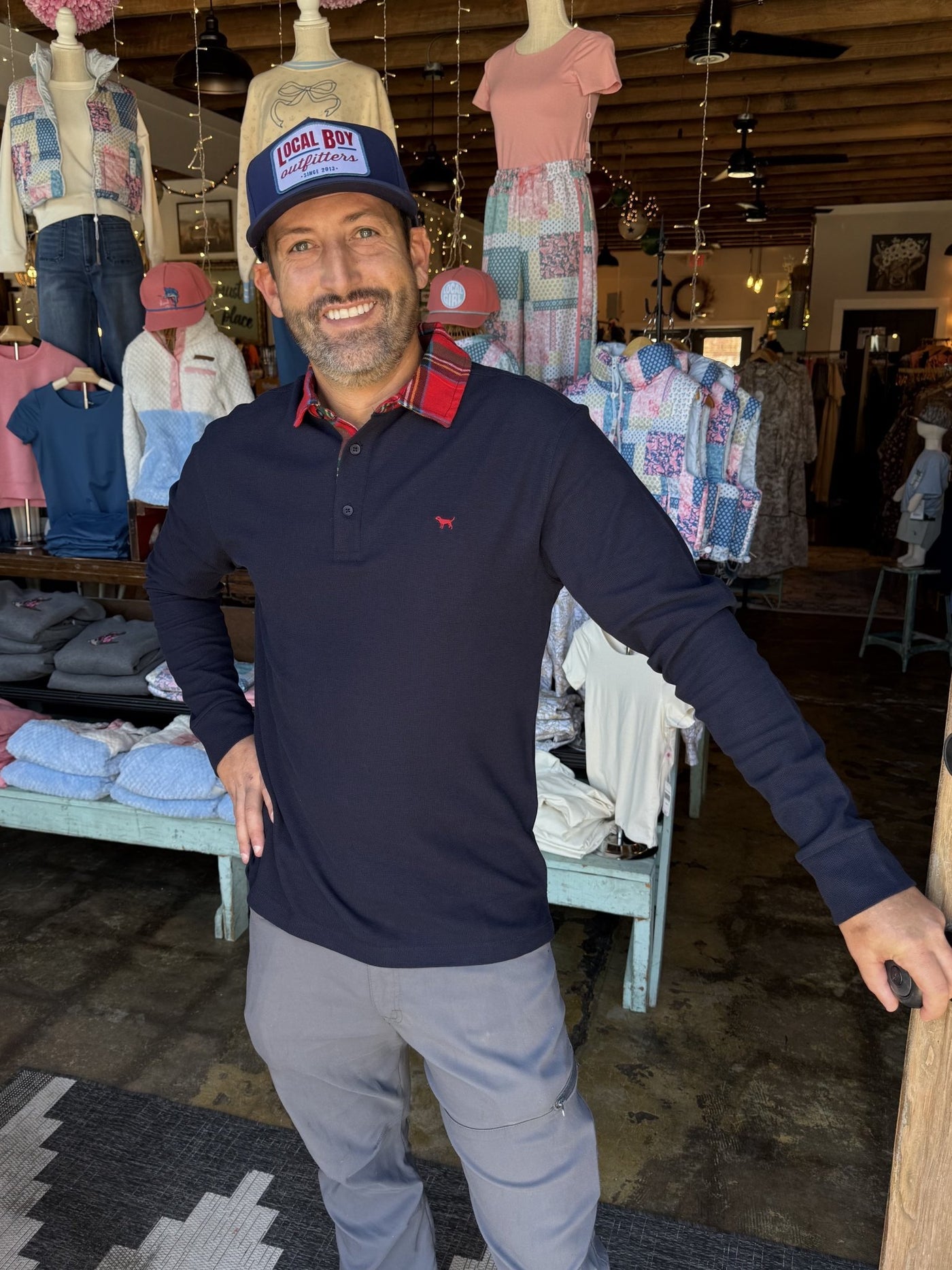 Simply Southern Men's Navy LS Polo - Mercantile213