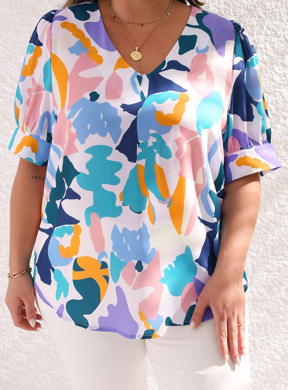 Sky Blue Abstract Blouse - Mercantile213