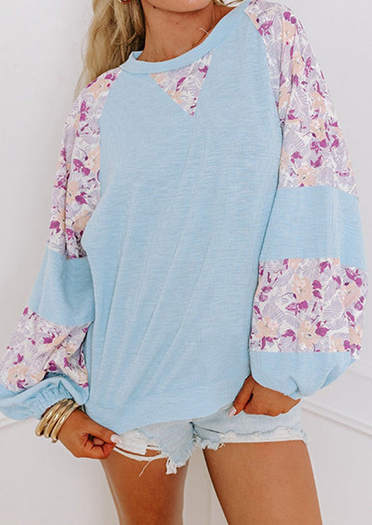 Sky Blue Balloon Sleeve Top - Mercantile213