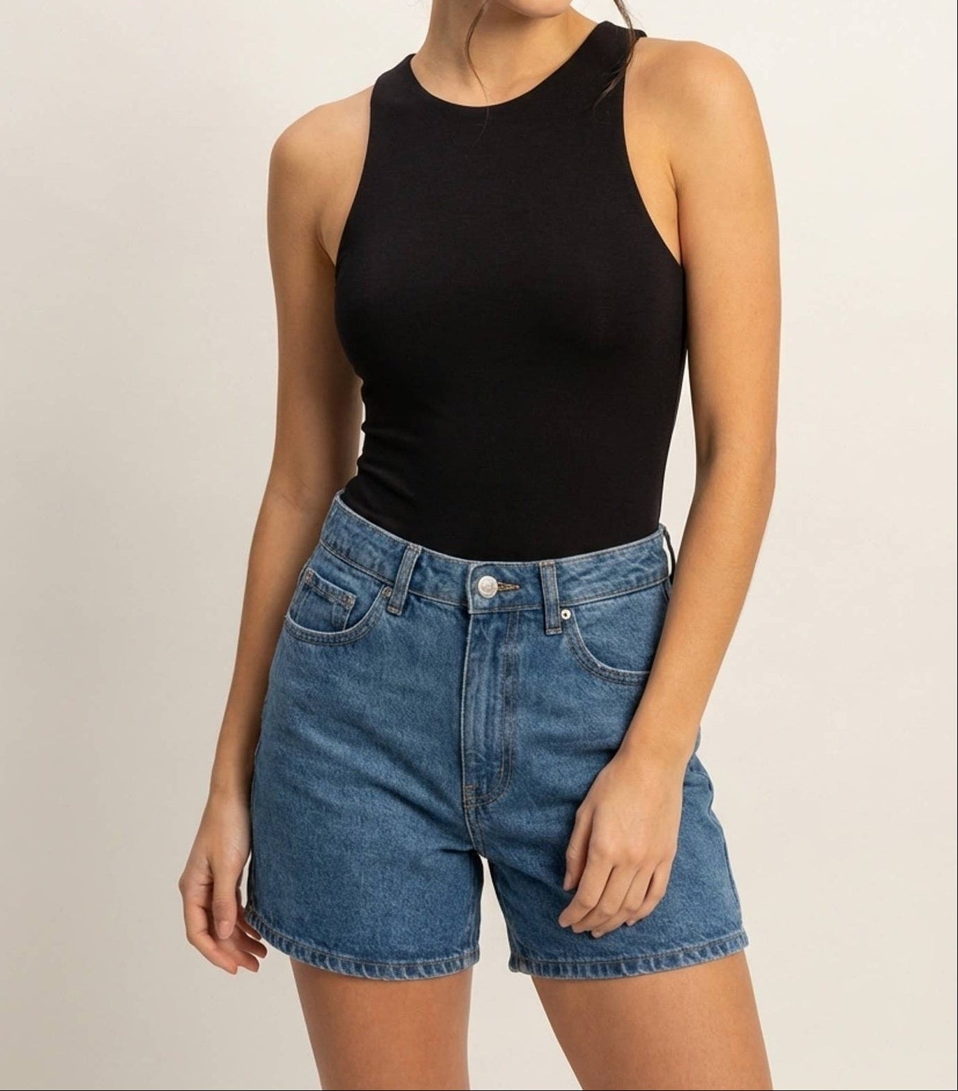 Sleeveless Tank Top Bodysuit - Black - Mercantile213