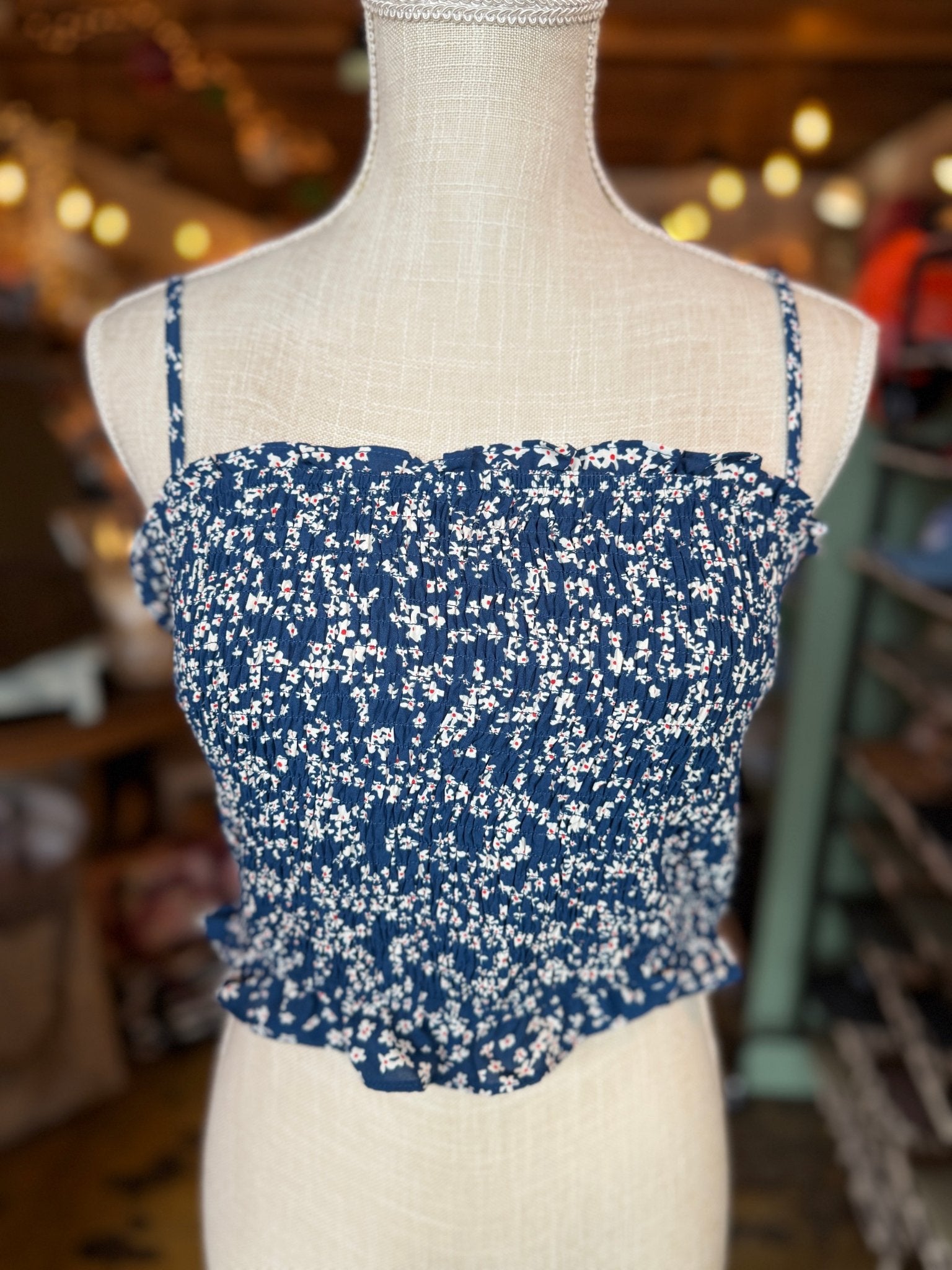 Smocked Cami - Navy Blue - Mercantile213