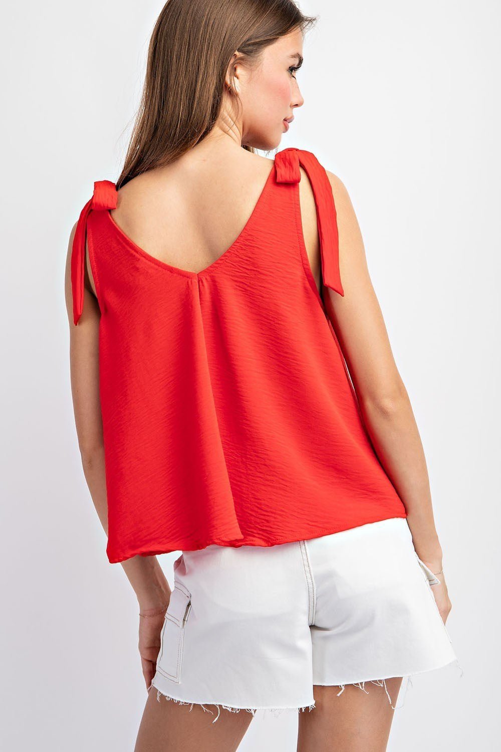 Solid Tie Strap Sleeveless Top - Mercantile213