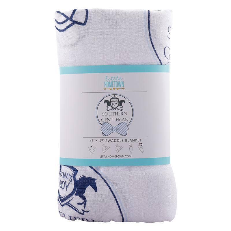 Southern Gentleman Baby Boy Muslin Swaddle Receiving Blanket - Mercantile213