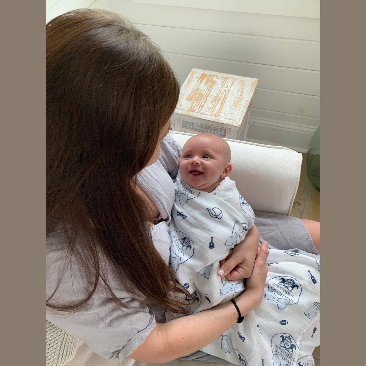 Southern Gentleman Baby Boy Muslin Swaddle Receiving Blanket - Mercantile213