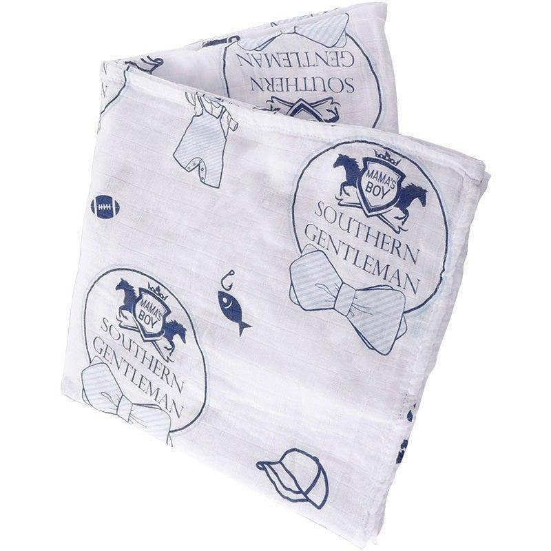 Southern Gentleman Baby Boy Muslin Swaddle Receiving Blanket - Mercantile213