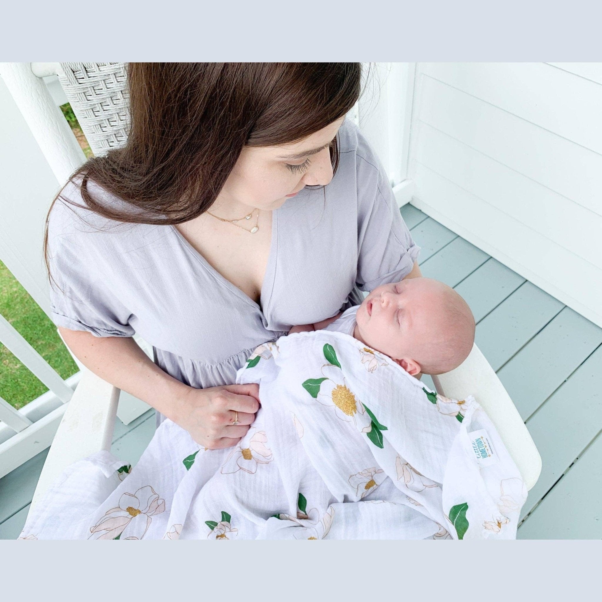 Southern Magnolia Baby Muslin Swaddle Receiving Blanket - Mercantile213