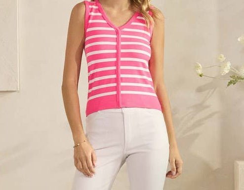 Stripe Modal Top - Hot Pink - Mercantile213