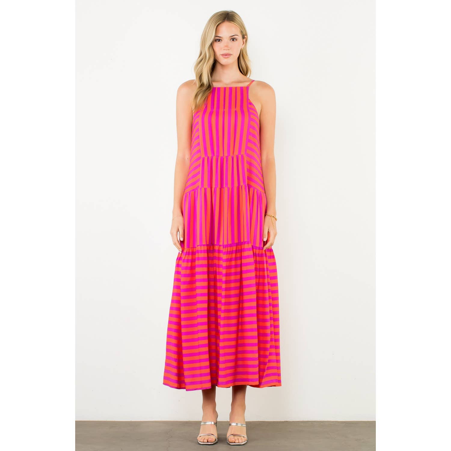 Striped Tiered Dress - Mercantile213