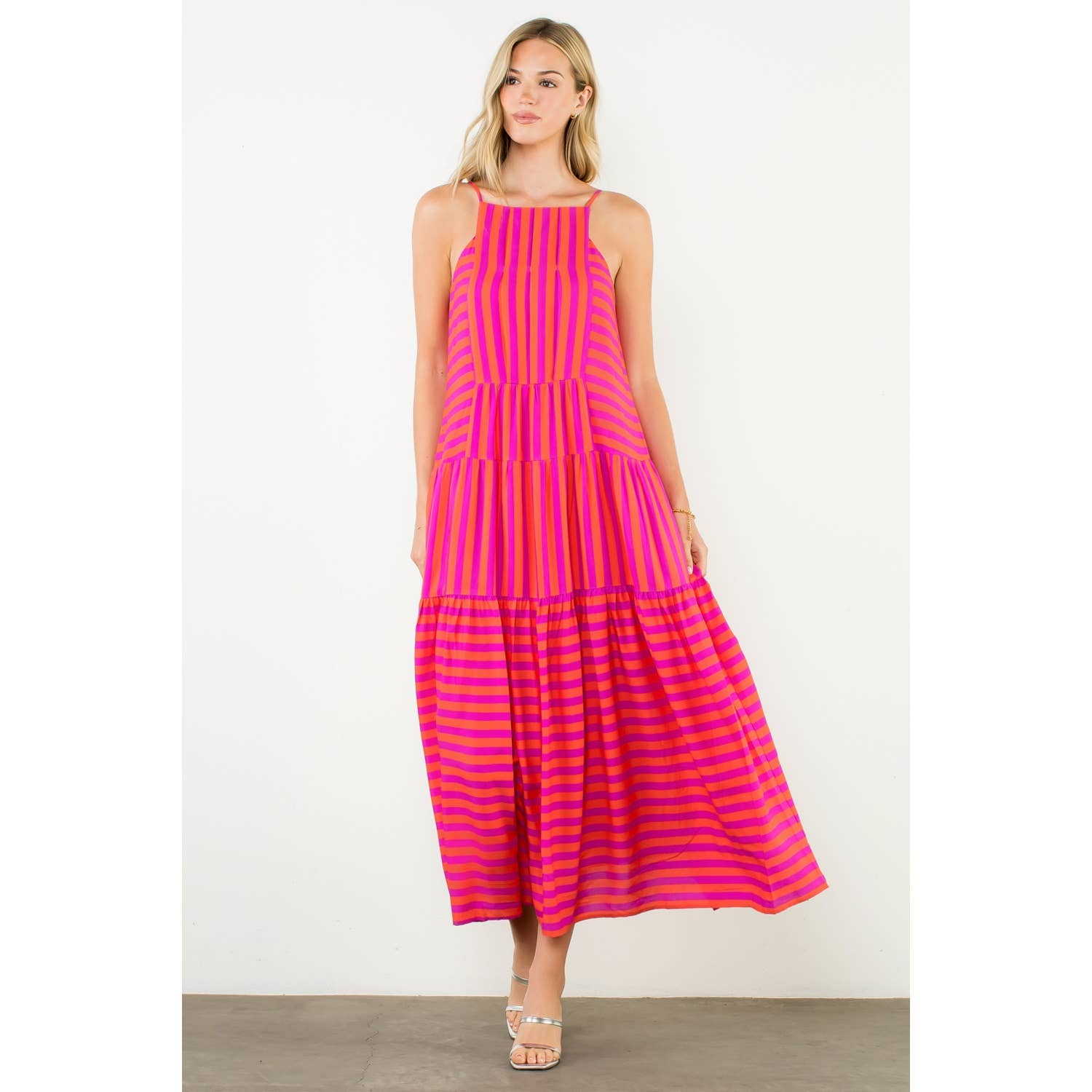 Striped Tiered Dress - Mercantile213