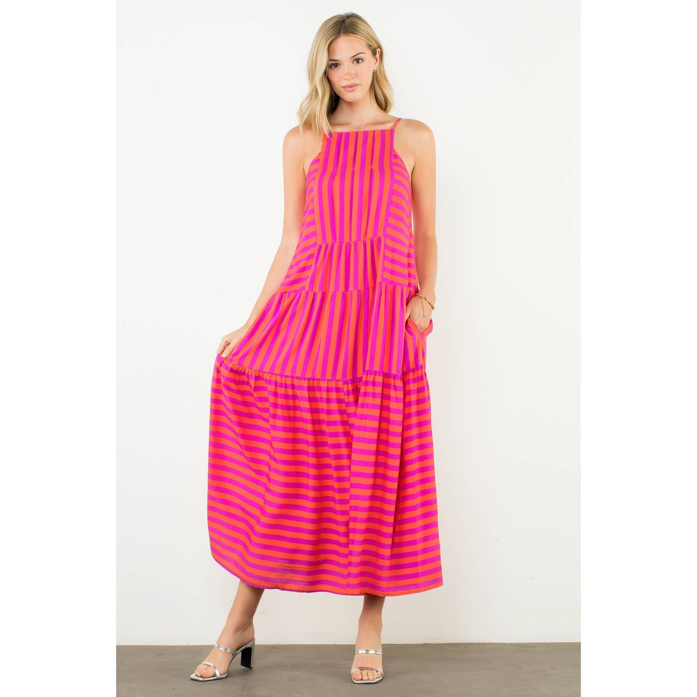 Striped Tiered Dress - Mercantile213
