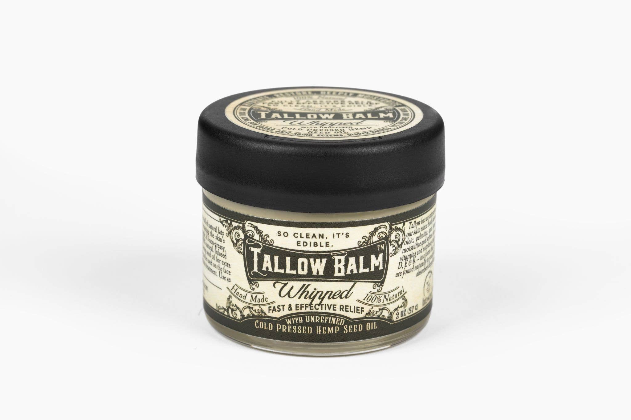 Tallow Balm - Whipped w/Hemp Seed Oil - 2 oz Glass Container - Mercantile213