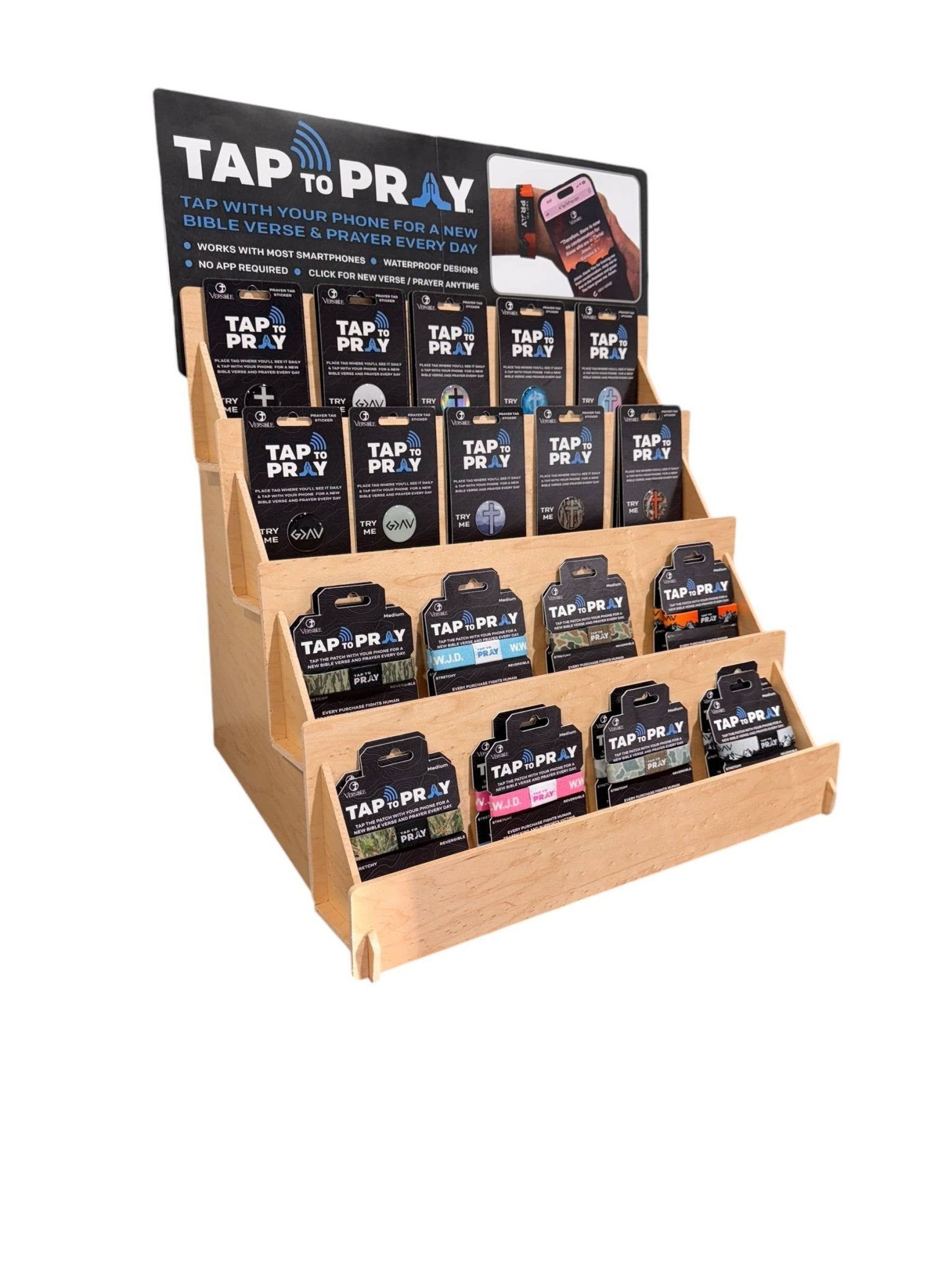 Tap To Pray - Prayer Tag Stickers: Tree Bark Camo + Cross - Mercantile213