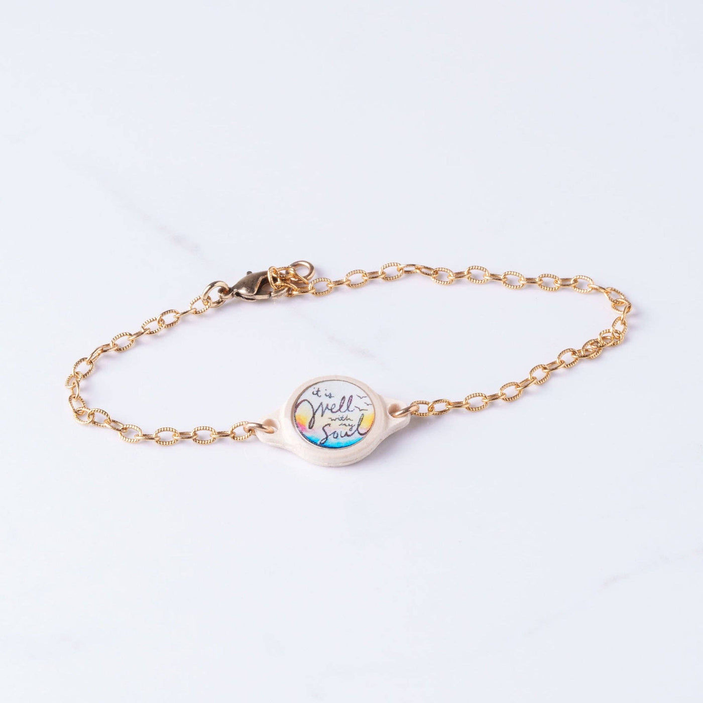 Tap To Pray® Survivor Series Bracelet: 14K Gold - Plated + Vanilla Cross - Mercantile213