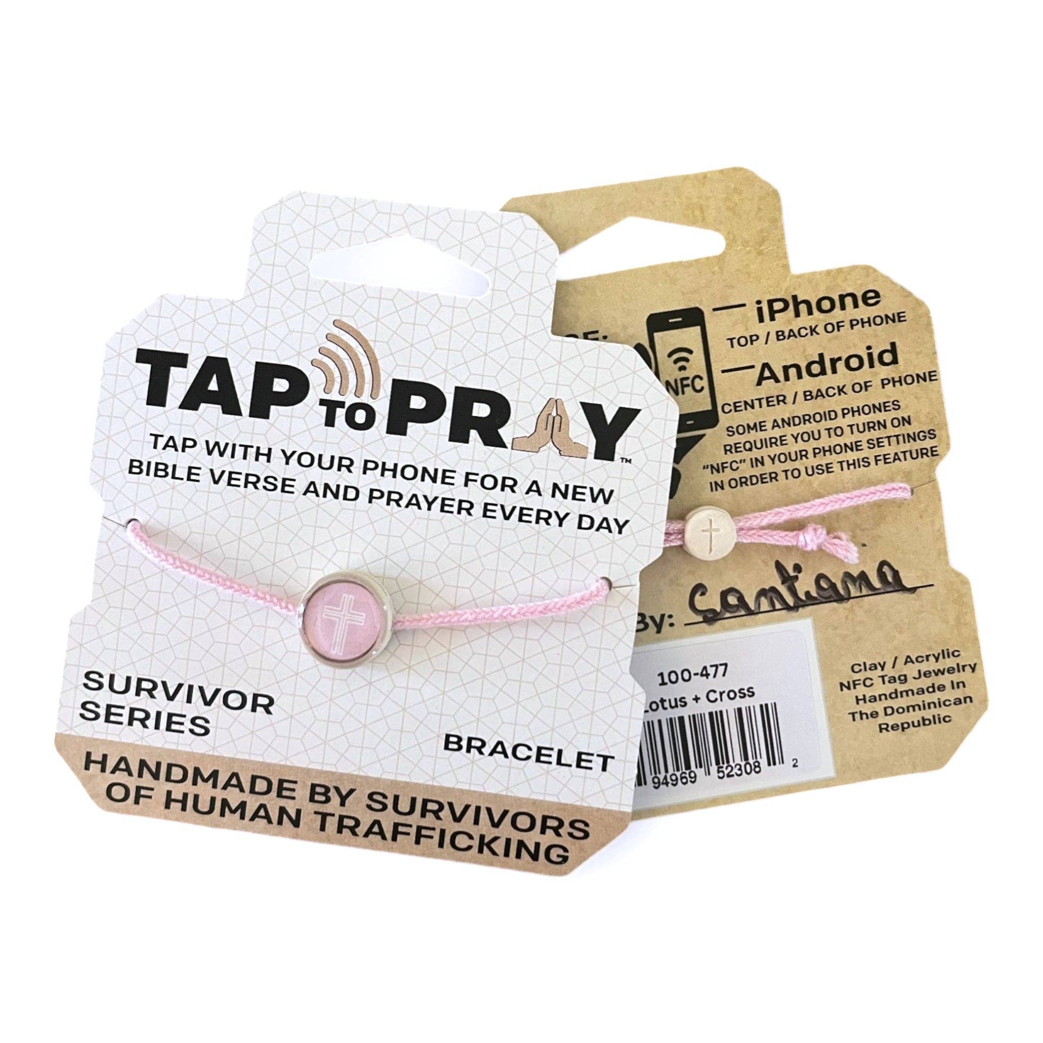 Tap To Pray® Survivor Series Bracelet: .999 Silver - Plated + Slate Cross - Mercantile213