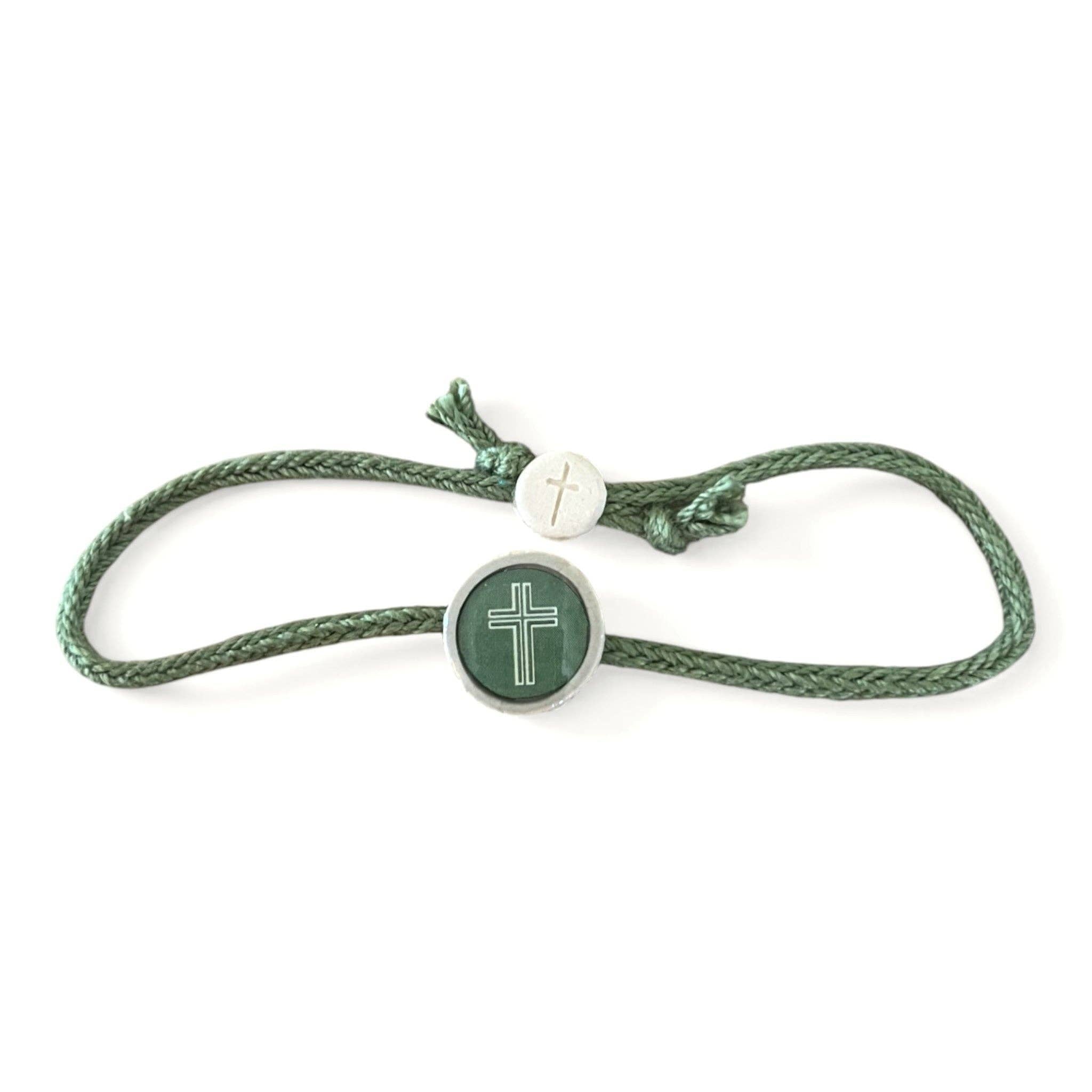 Tap To Pray® Survivor Series Bracelet: .999 Silver - Plated + Slate Cross - Mercantile213